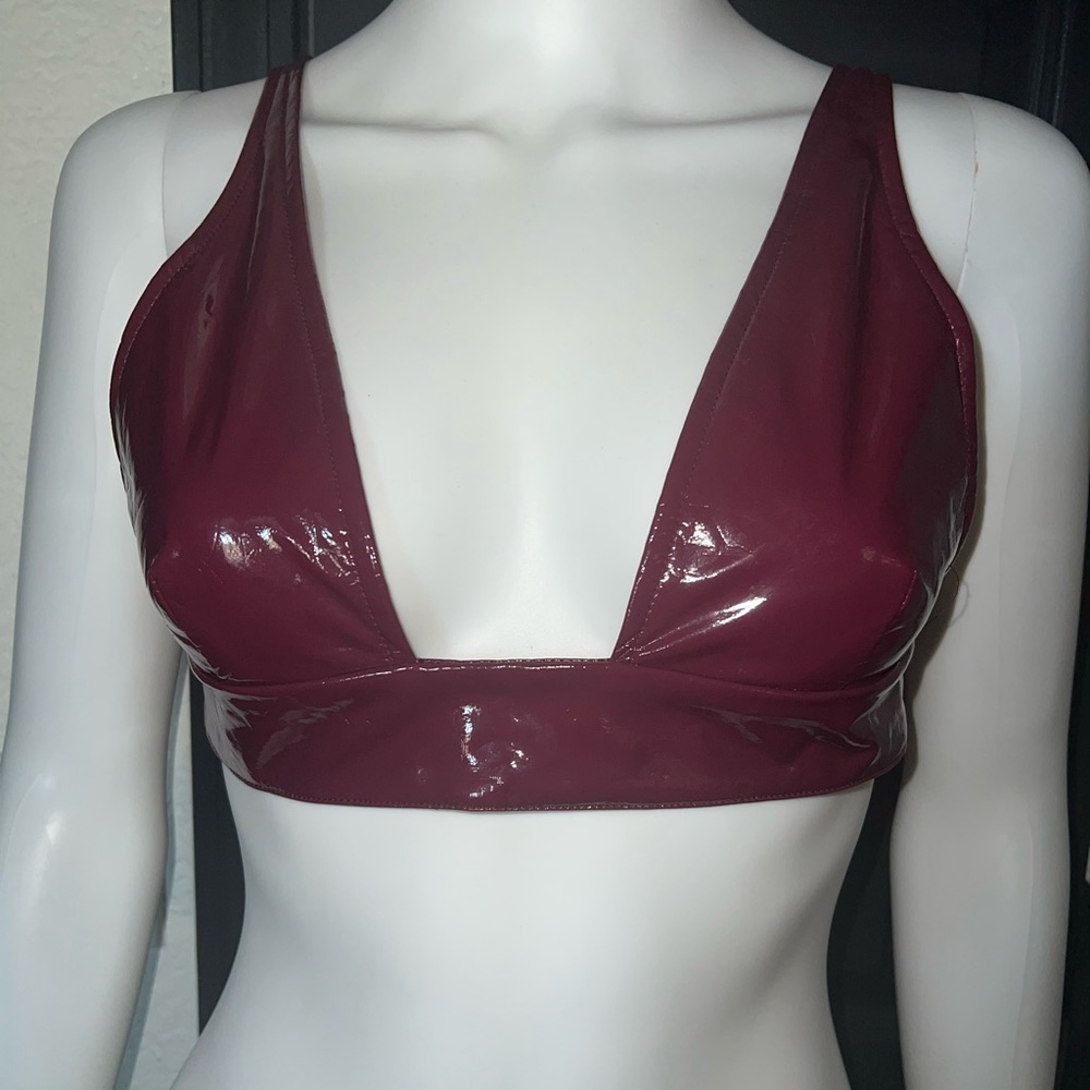 Burgundy bralette crop top